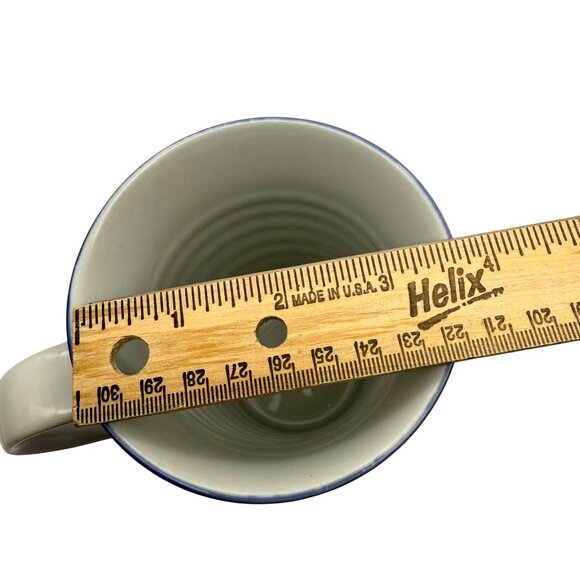 Artisan Handmade Stoneware Blue Floral Pattern Coffee Mug Tall 14 oz - Picture 9 of 9